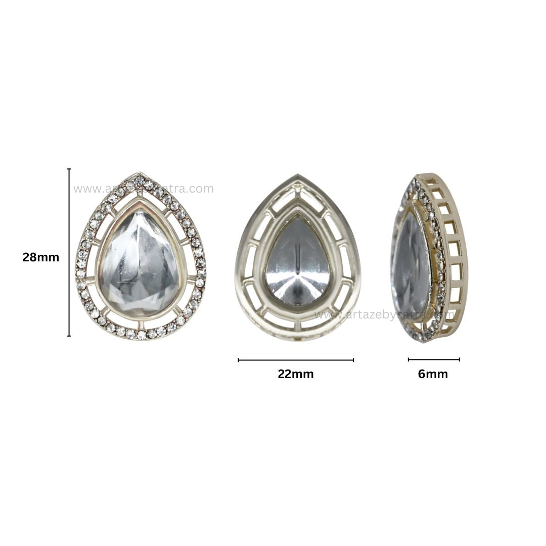 Drop Meenakari Kundan Beads | Size : 21mm | Qty : 6pcs | MK04