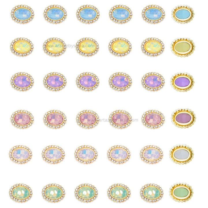 Diamond Oval Meenakari Kundan Beads | Size : 17mm | Qty : 6pcs | MKB27