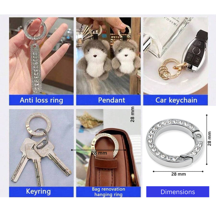 Silver Diamond Metal Keychain Ring | Size : 28mm | 2pcs | BF232