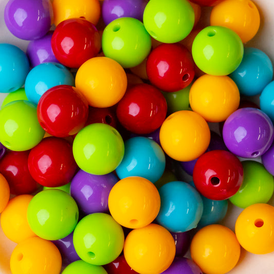 Assorted Multicolor Round Shape Plastic Beads | Size : 17mm | Qty : 500g | PB253