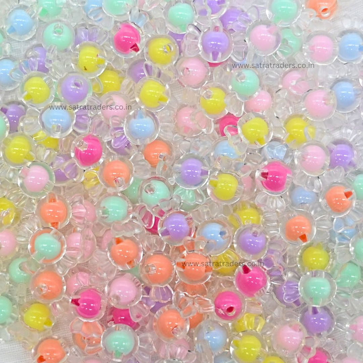 Assorted Candy Transparent Pastel Plastic Beads | Size : 9mm | PB79
