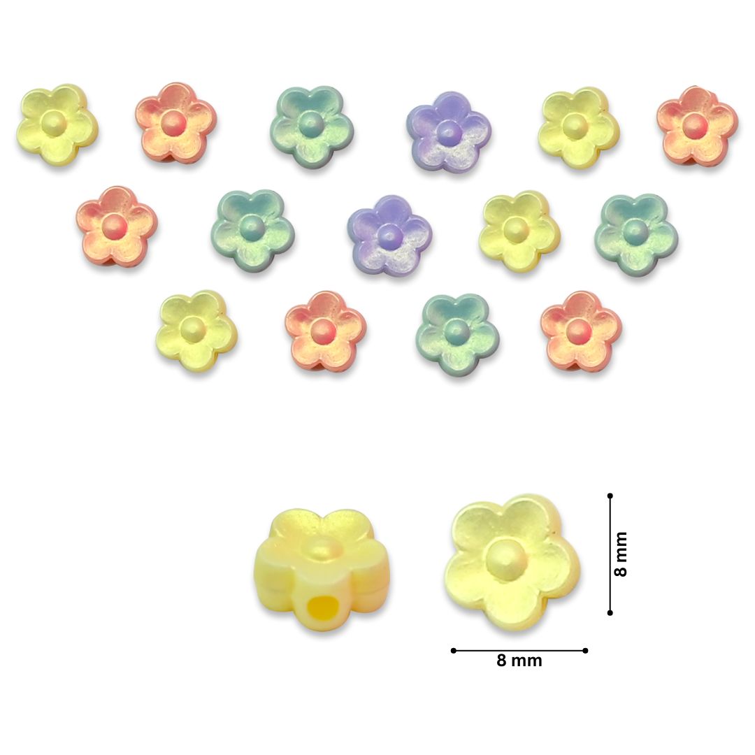 Glossy Matte Flower Plastic Beads | Size: 8mm | PB45