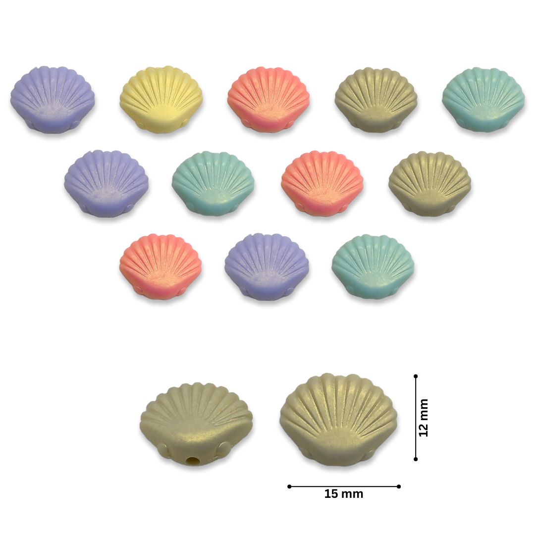 Glossy Matte Shell Plastic Beads | Size: 12mm | PB44