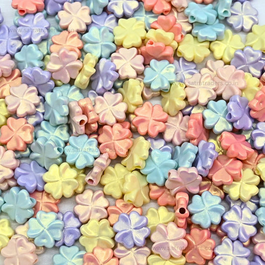 Glossy Matte Flower Plastic Beads | Size: 15mm | PB40