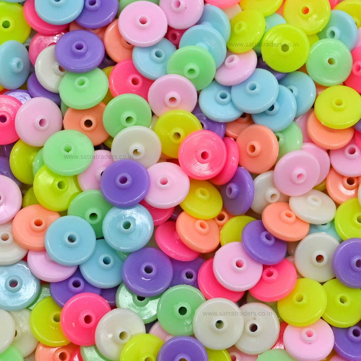 Assorted Flt Button Plastic Beads | Size : 12mm | PB28