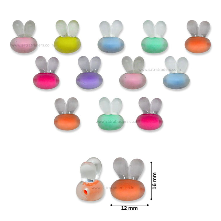 Assorted Frosted Rabbit Head Plastic Beads | Size : 16mm | PB26