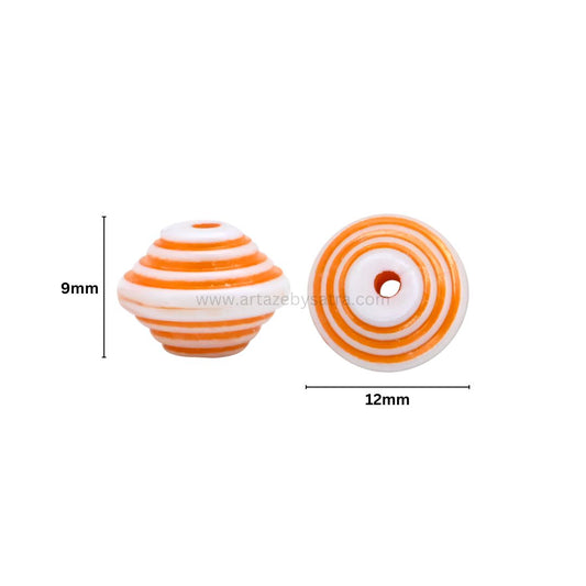 Assorted Striped Rondelle Beads | Size : 9mm | PB223