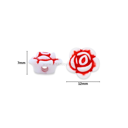 Assorted Rose Flower Beads | Size : 12mm | PB224