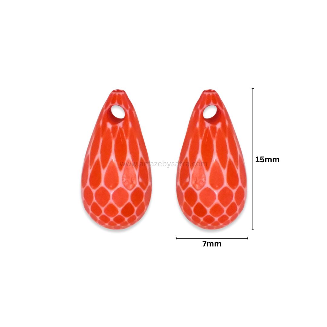 Assorted Textured Teardrop Beads | Size : 15mm