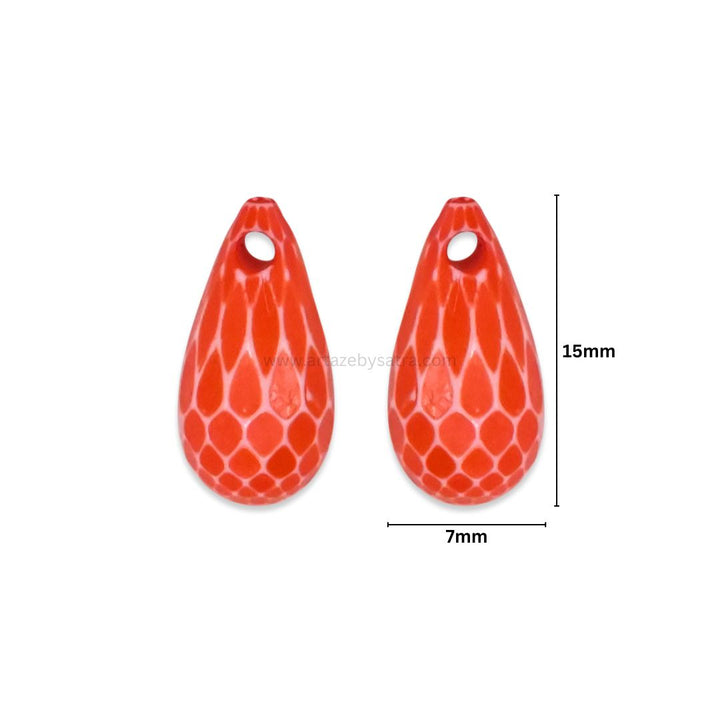 Assorted Textured Teardrop Beads | Size : 15mm