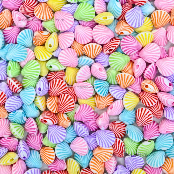 Assorted Striped Shell Beads | Size : 12mm