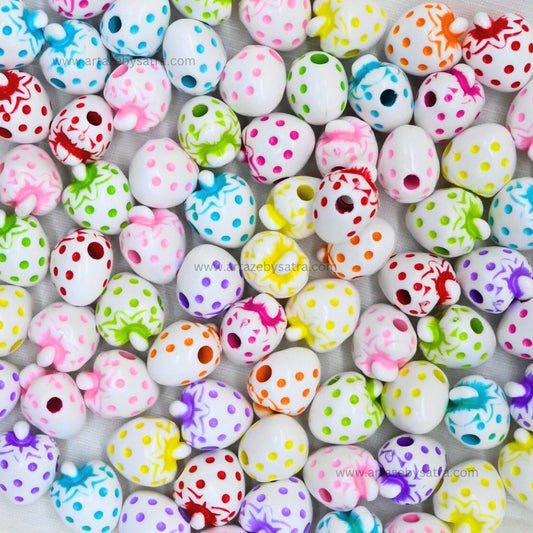 Assorted Polka Dot Fruit Beads | Size : 16mm | PB231