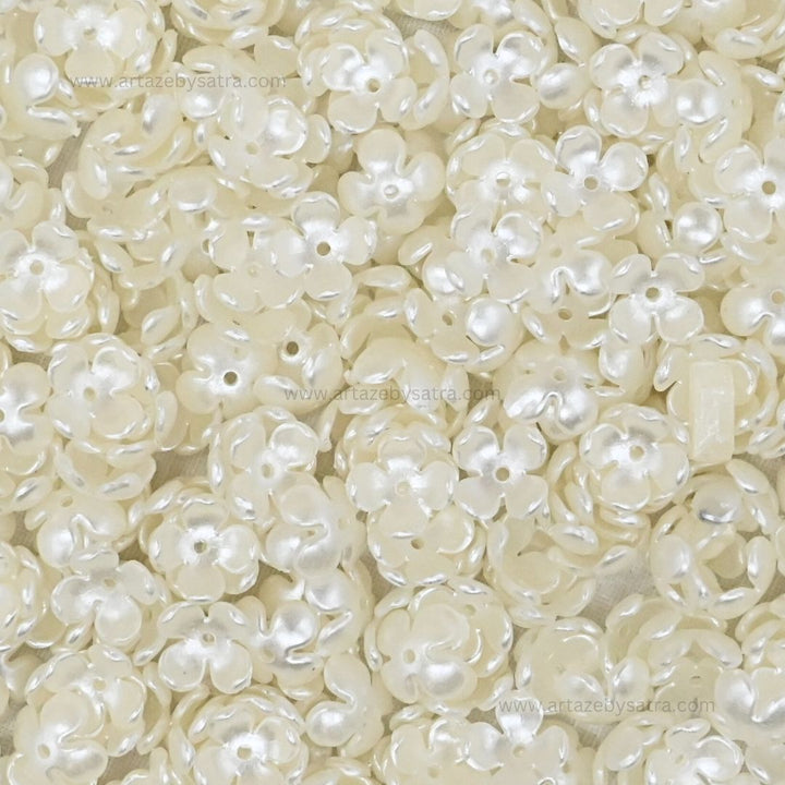 1 Hole Flower Pearlized Beads | Size : 12mm