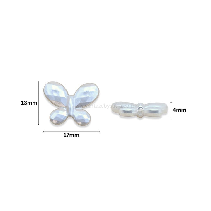 2 Hole Butterfly Pearlized Beads | Size : 13mm