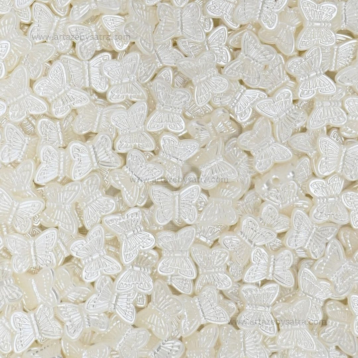 2 Hole Butterfly Pearlized Beads | Size : 11mm