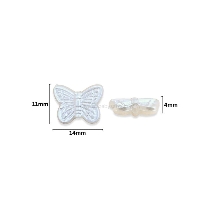 2 Hole Butterfly Pearlized Beads | Size : 11mm