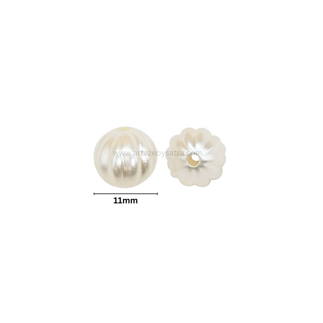 2 Hole Melon Pearlized Beads | Size : 11mm