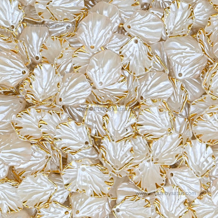 Transparent Golden Colour Outlines Acrylic Shell Beads | Size : 17mm