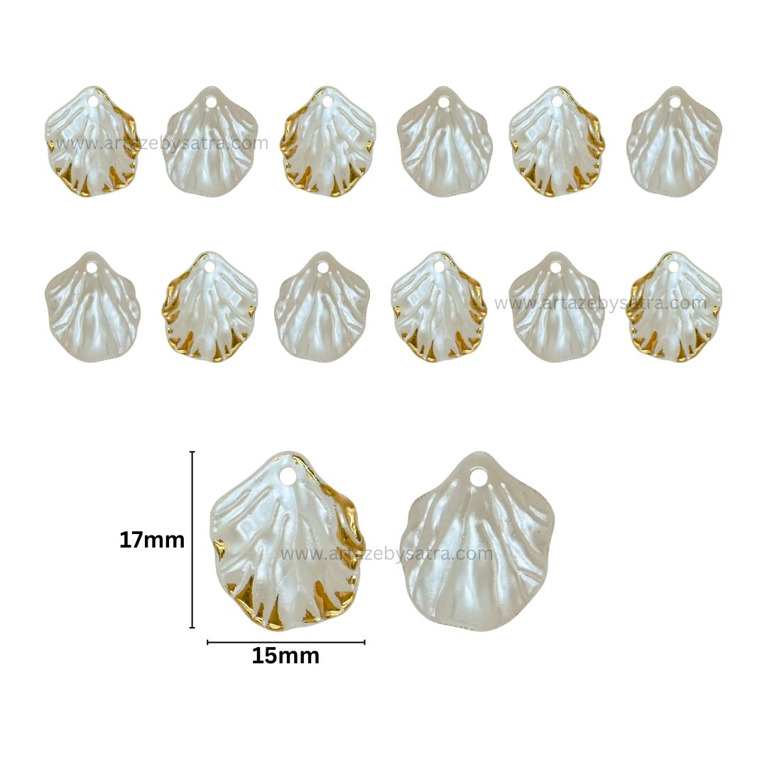 Transparent Golden Colour Outlines Acrylic Shell Beads | Size : 17mm