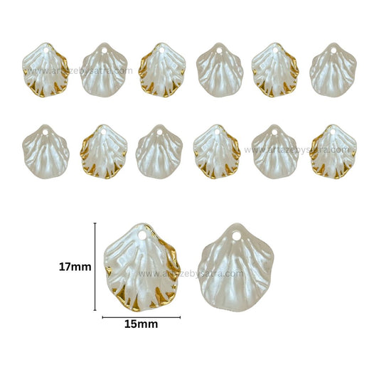 Transparent Golden Colour Outlines Acrylic Shell Beads | Size : 17mm | PB245