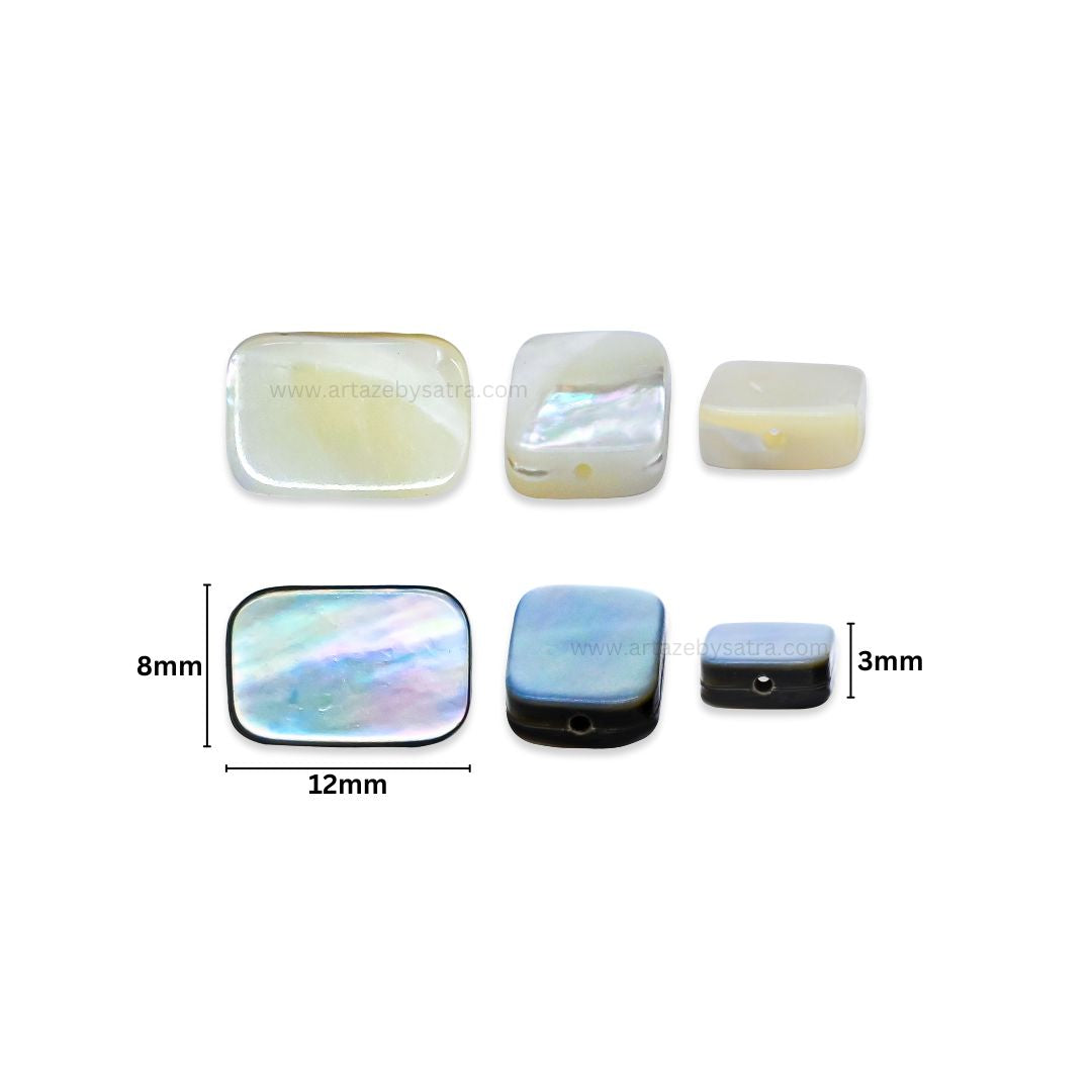 MOP Rectangle Beads | Qty : 1 line-approx 32pcs | Size : 8*12mm | PB248