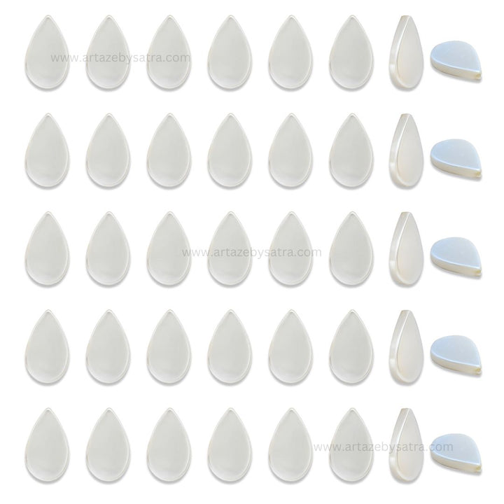 White MOP Drop Beads | Size : 15mm | Qty : 1 line- approx 21 beads