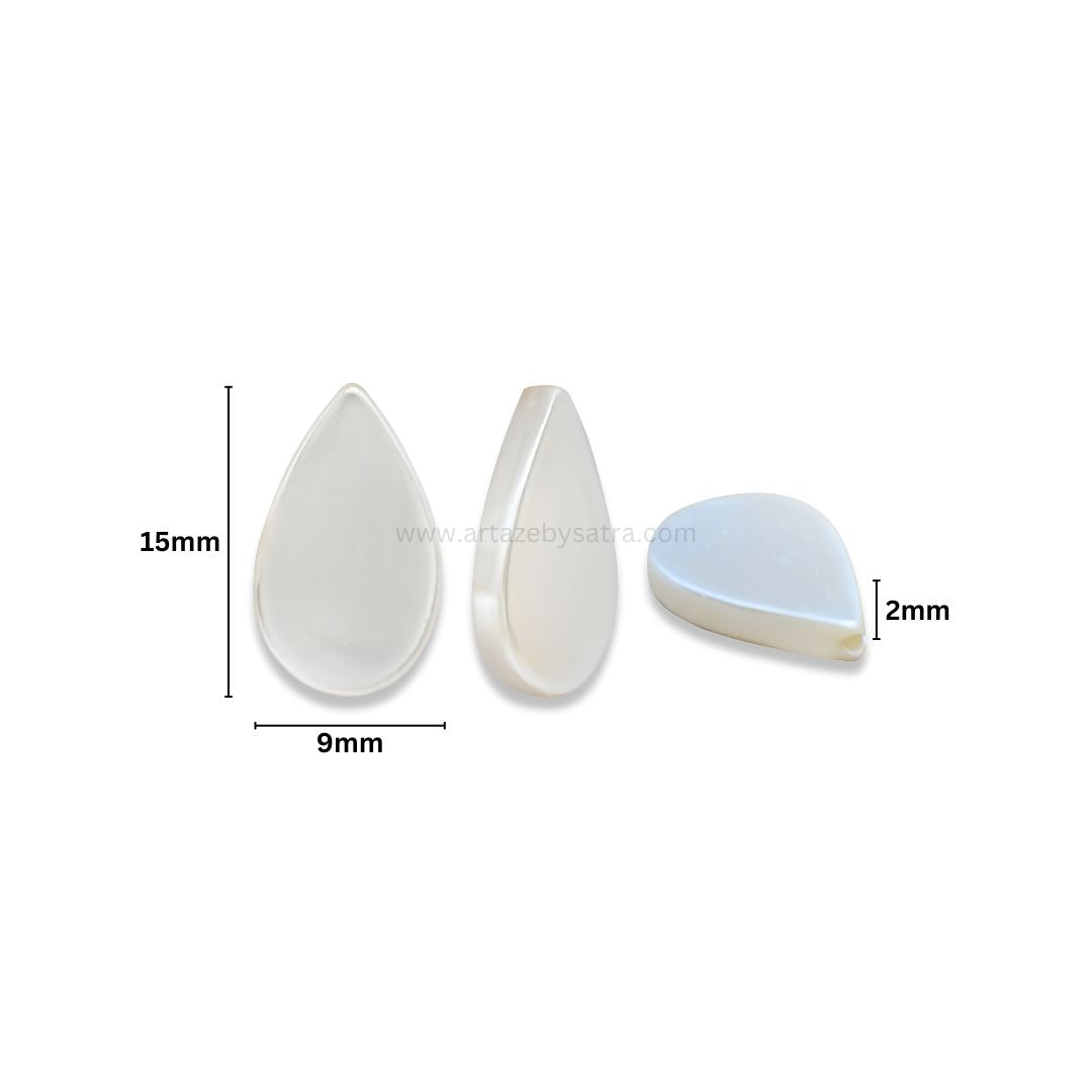 White MOP Drop Beads | Size : 15mm | Qty : 1 line- approx 21 beads
