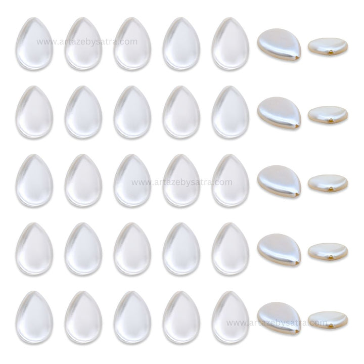 White MOP Drop Beads | Size : 18mm | Qty : 1 line- approx 27 beads