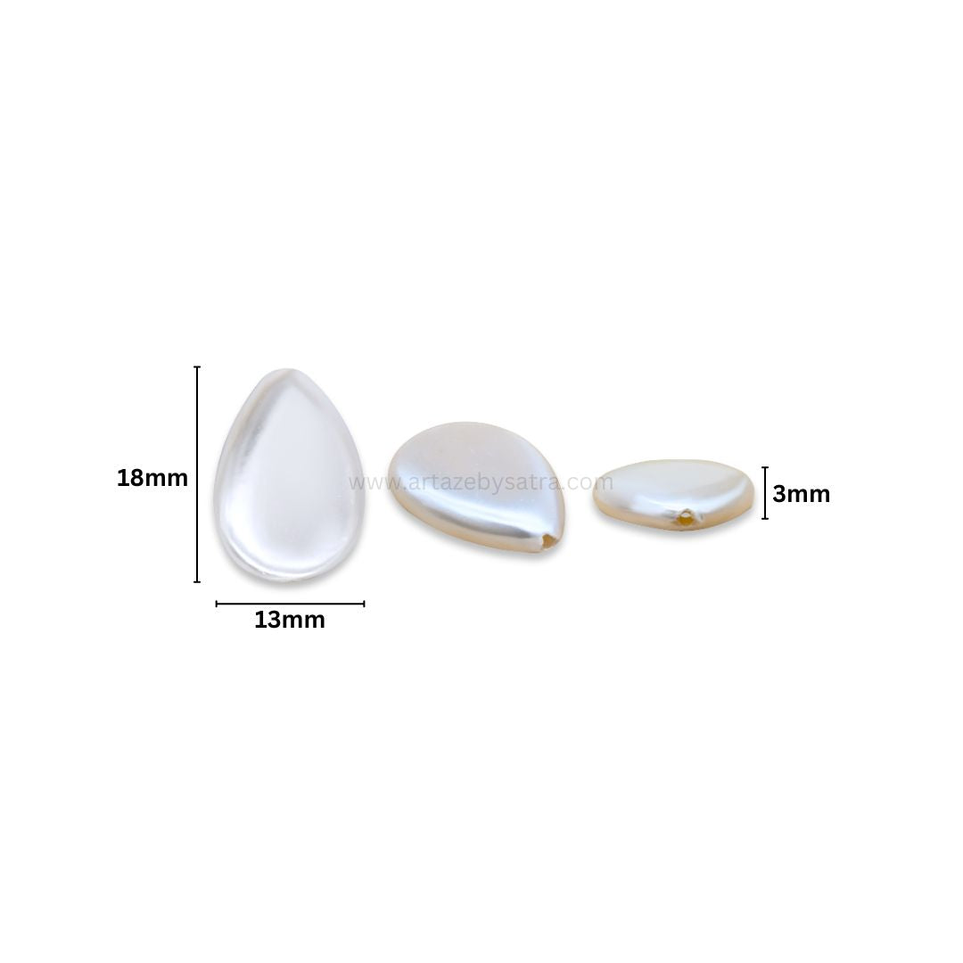 White MOP Drop Beads | Size : 18mm | Qty : 1 line- approx 27 beads