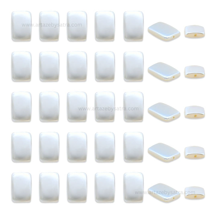 White MOP Rectangle Beads | Size : 16mm | Qty : 1 line- approx 25 beads