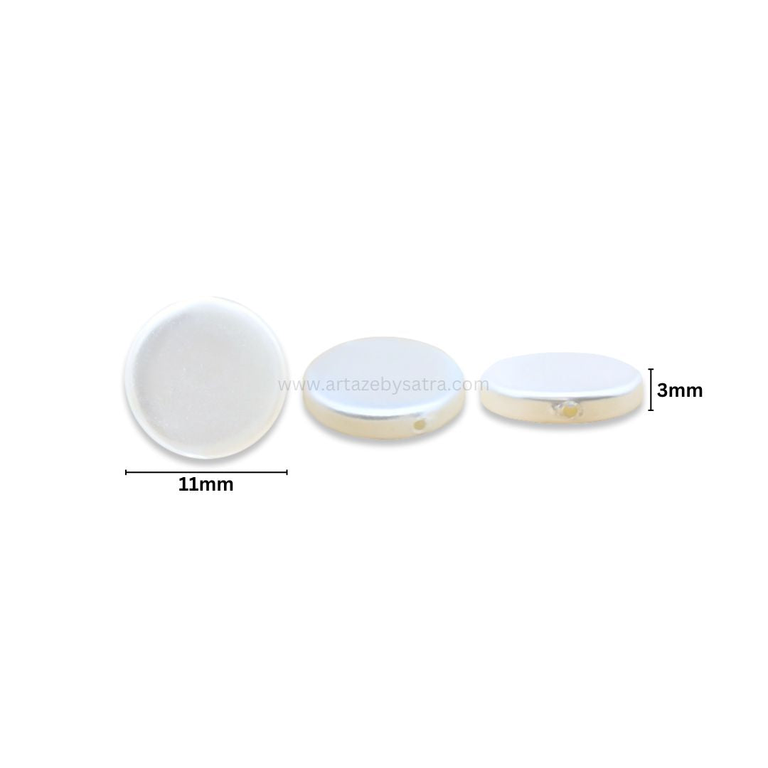 White MOP Circle Beads | Size : 11mm | Qty : 1 line- approx 34 beads