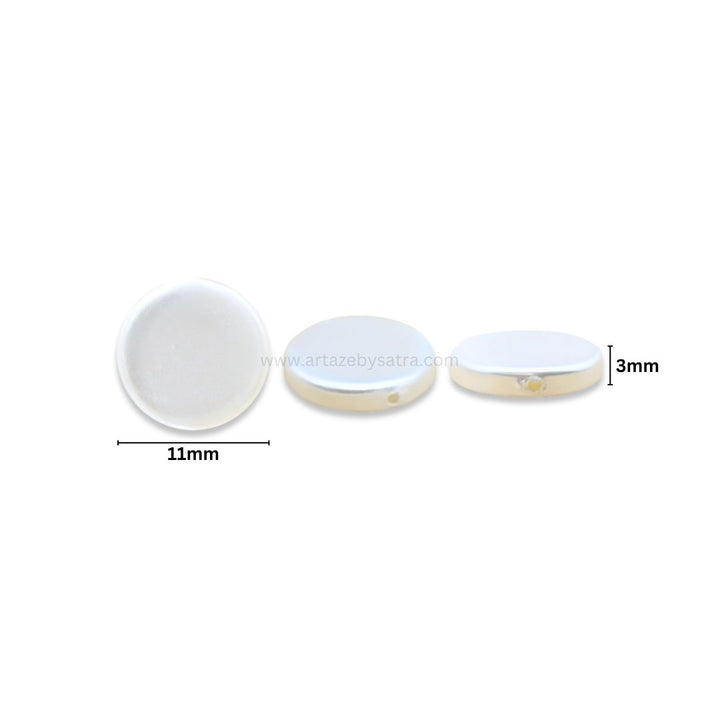 White MOP Circle Beads | Size : 11mm | Qty : 1 line- approx 34 beads