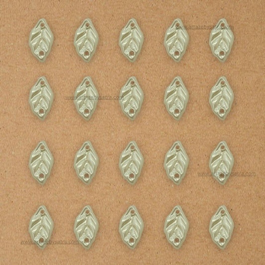 Cream Leaf Shape Half Pearl Beads | Size : 11mm | 2 Side Hole | 500g | PC43