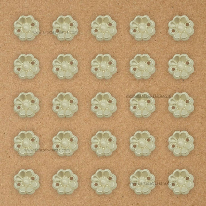 Flower Shape Half Pearl Beads | Size : 9mm | 2 Hole | PC44