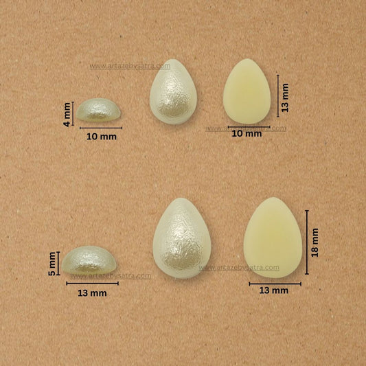 Cream Textured Teardrop Pearl Pearl Beads | Qty : 500g | PPB57
