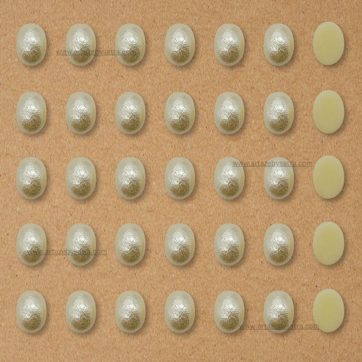 Cream Oval Shape Matt Half Pearl Beads | 500g | PC50
