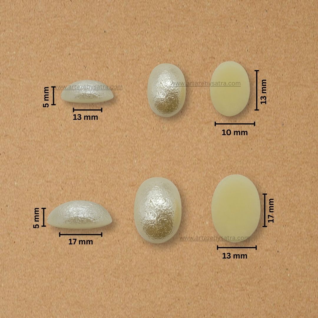 Cream Oval Shape Matt Half Pearl Beads | 500g | PC50