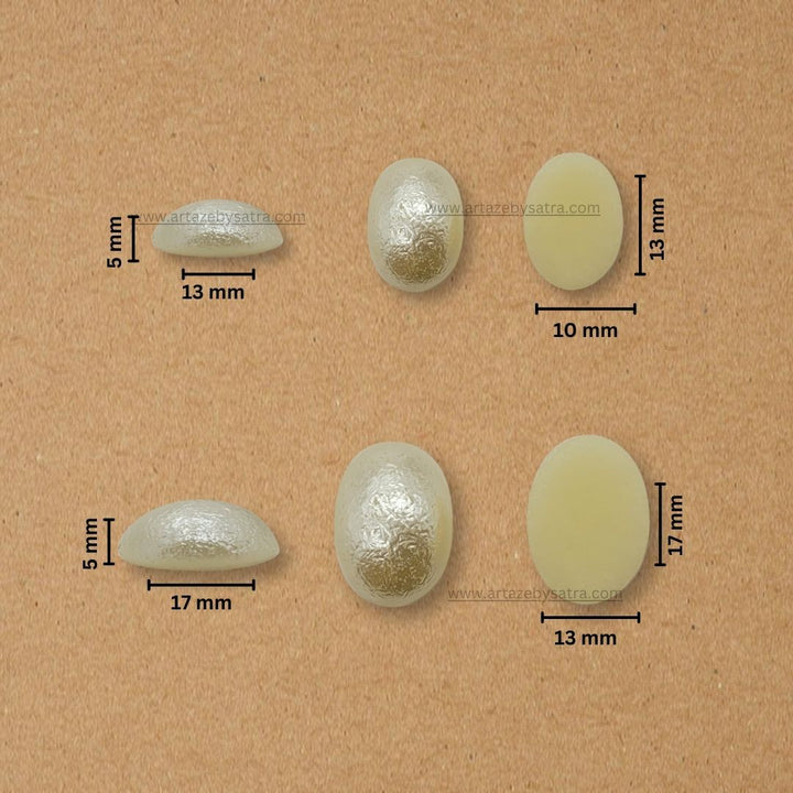 Cream Oval Shape Matt Half Pearl Beads | 500g | PC50