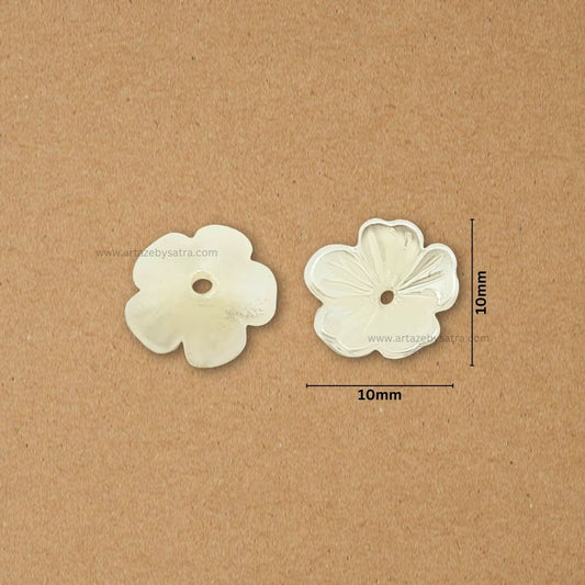 1 Hole Cream Small Plastic Pearl Flower Beads | Size : 10mm | Qty : 500g | PPB44