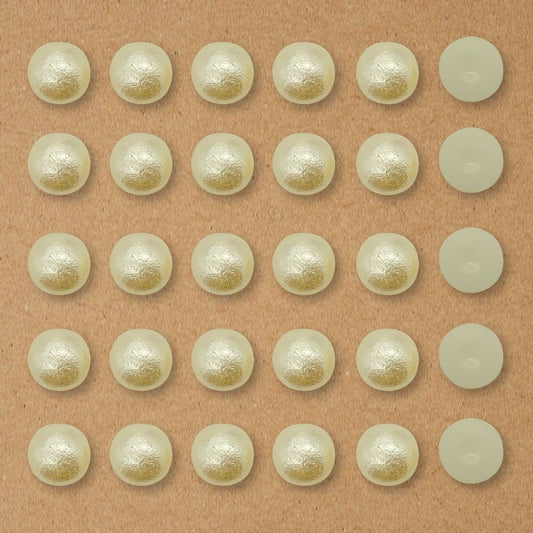 Cream Textured Half-Round Pearl Beads | Size : 10mm | Qty : 500g | PPB54
