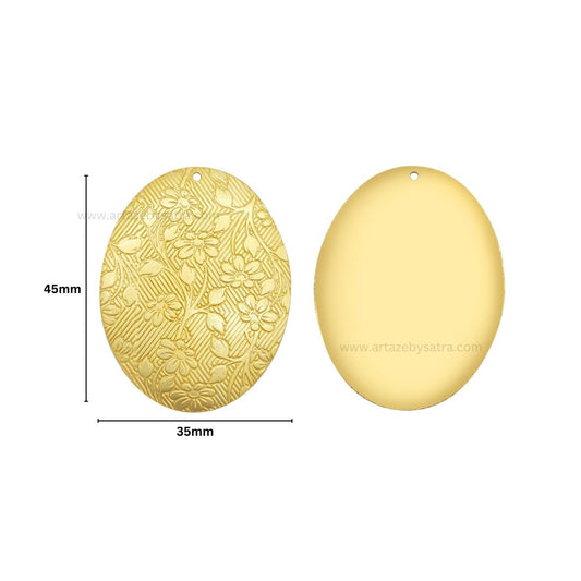 1 Loop Oval Floral Matt Finish Metal Art | Size : 45mm | Qty : 100g | MF12