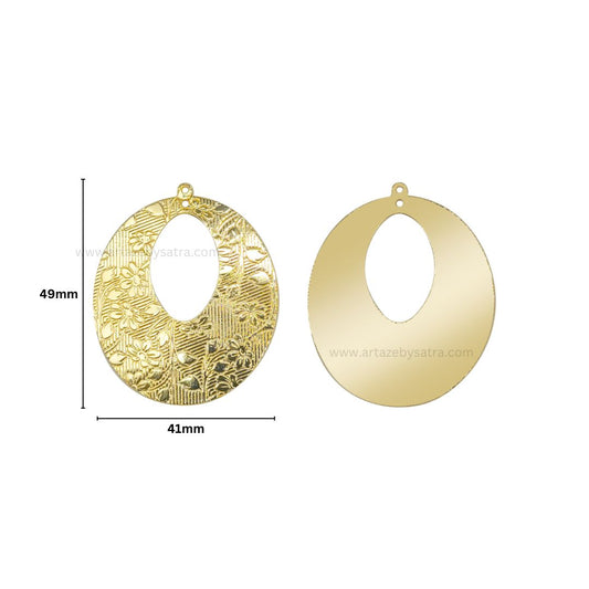 2 Loop Oval Shiny Finish Metal Art | Size : 49mm | Qty : 100g | MF13
