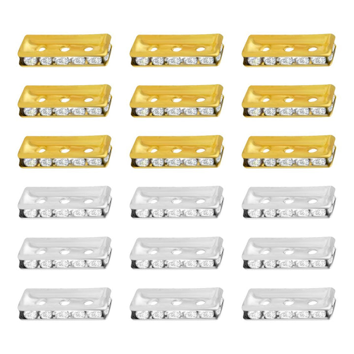 Rectangle 3 Hole Crystal Spacer Bar Link Connectors | 25pcs | BF223
