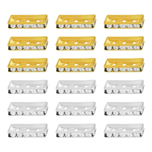 Rectangle 3 Hole Crystal Spacer Bar Link Connectors | Qty : 25pcs | BF113