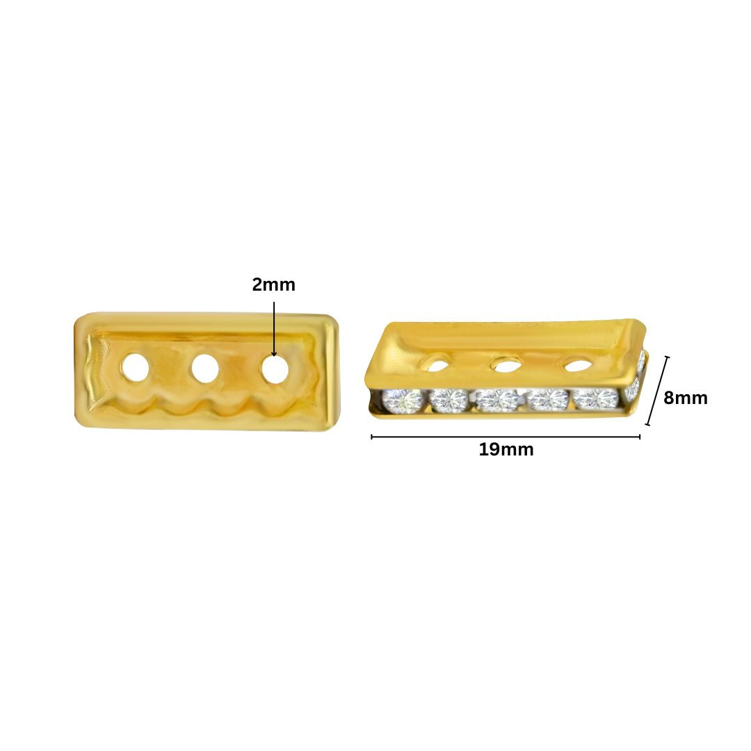 Rectangle 3 Hole Crystal Spacer Bar Link Connectors | 25pcs | BF223