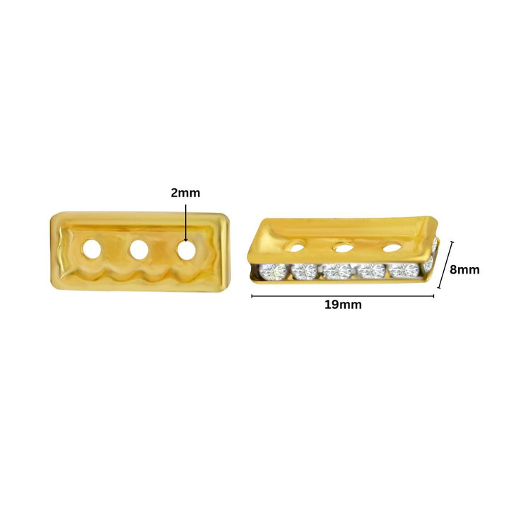 Rectangle 3 Hole Crystal Spacer Bar Link Connectors | 25pcs | BF223