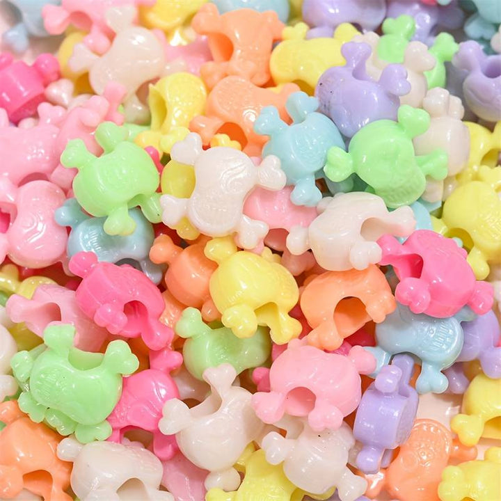 Assorted Big Hole Skull Pastel Plastic Beads | Size: 14mm | PB195