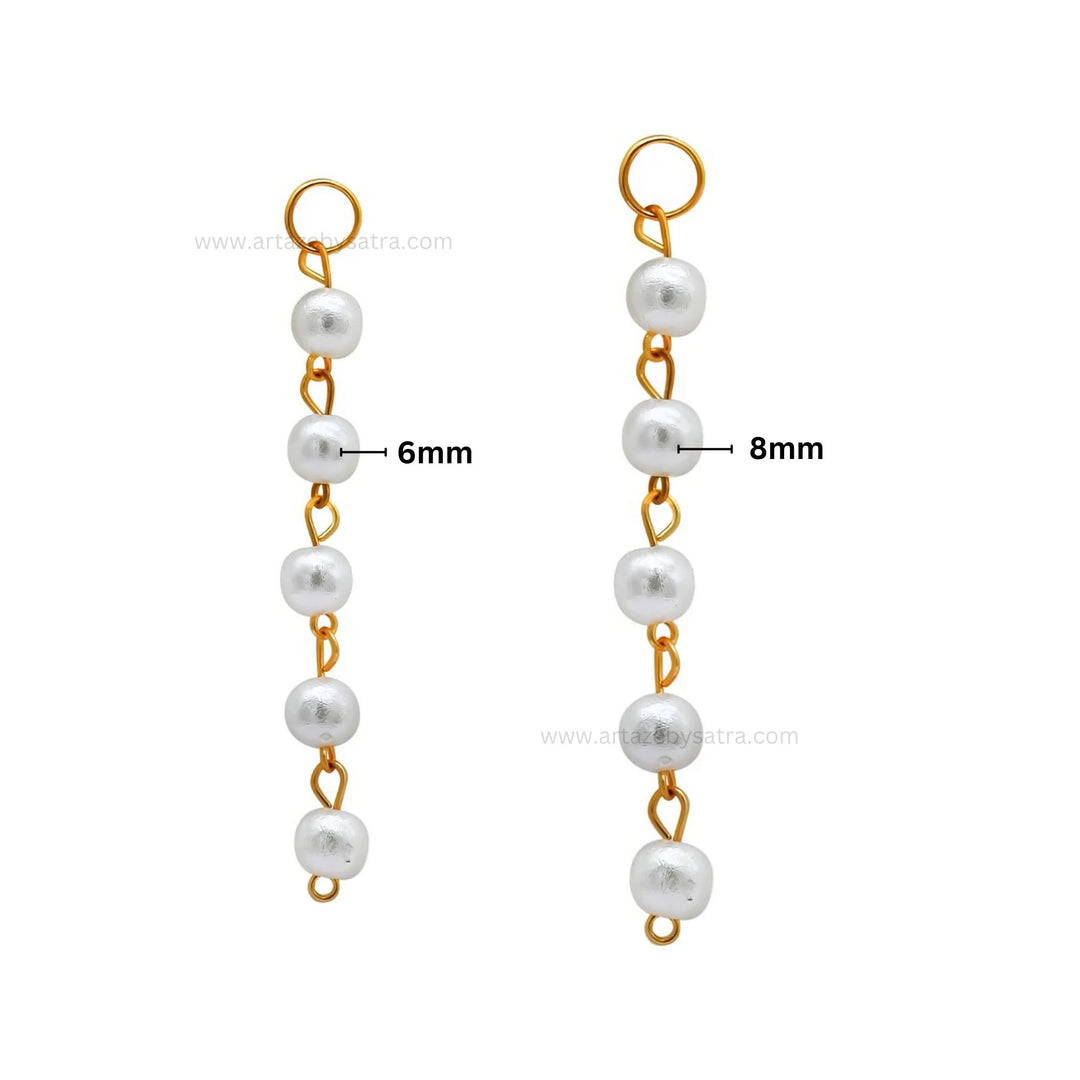 Round Pearl Beads Hanging Tassels | Size : 6,8mm | Qty : 20pcs