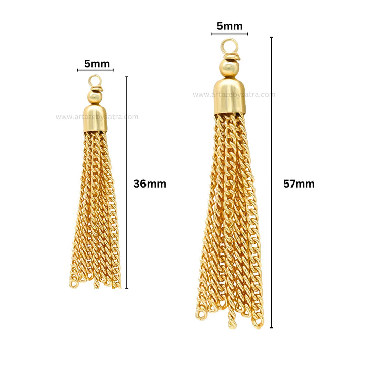 Gold-Tone Metal Chain Tassels | Qty : 10pcs