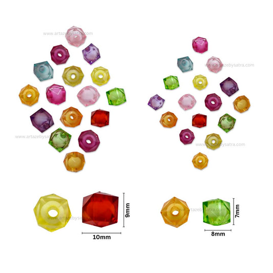 Multicolor Assorted Translucent Square Plastic Beads | PB15